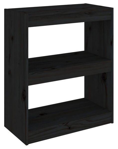 Book Cabinet/Room Divider Black 60x30x71.5 cm Solid Wood Pine