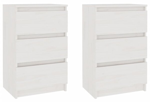 Bedside Cabinets 2 pcs White 40x29.5x64 cm Solid Pine Wood