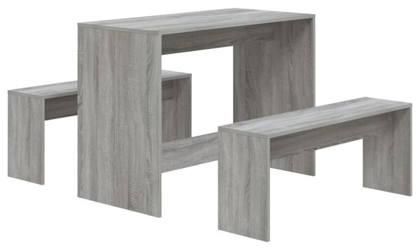 3 Piece Dining Set Grey Sonoma Engineered Wood