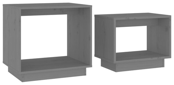 Nesting Coffee Tables 2 pcs Grey Solid Wood Pine