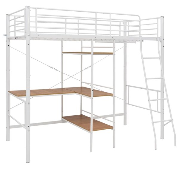 Bunk Bed with Table without Mattress White Metal 90x200 cm