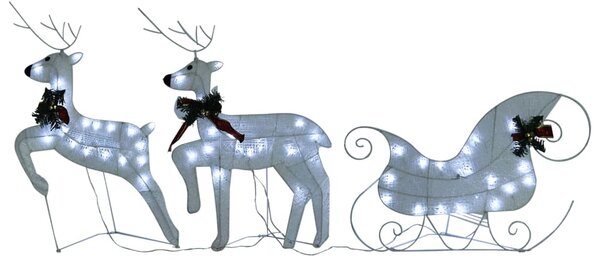 Reindeer & Sleigh Christmas Decoration 60 LEDs Outdoor White