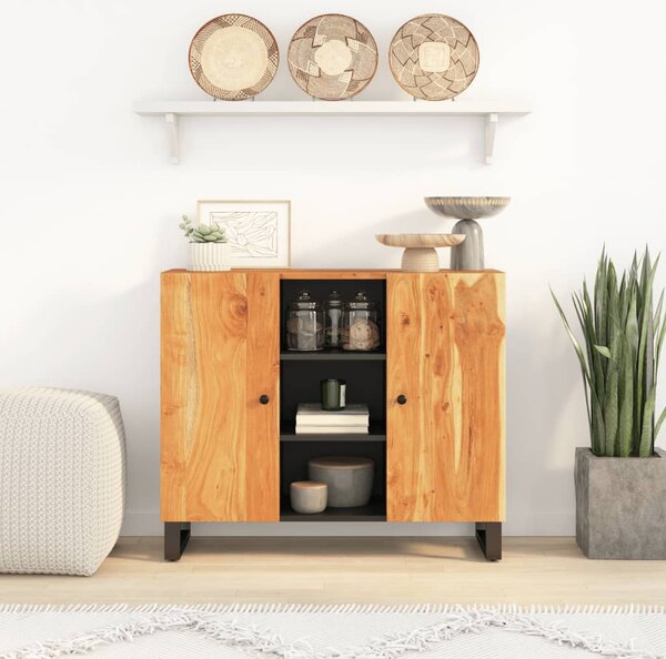 Sideboard with 2 Doors 90x33x75 cm Solid Wood Acacia