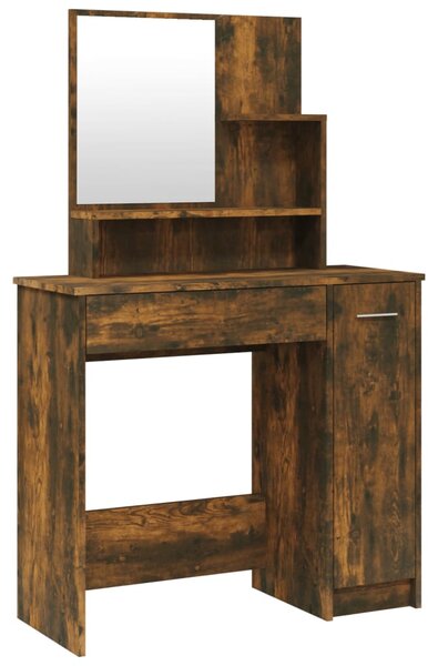 Dressing Table with Mirror Smoked Oak 86.5x35x136 cm