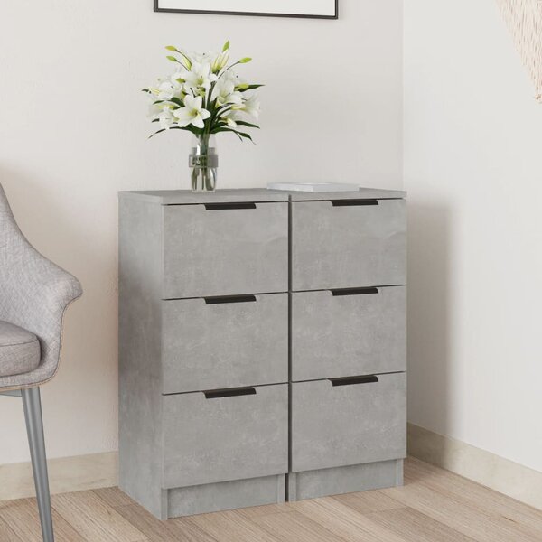 Sideboards 2 pcs Concrete Grey 30x30x70 cm Engineered Wood