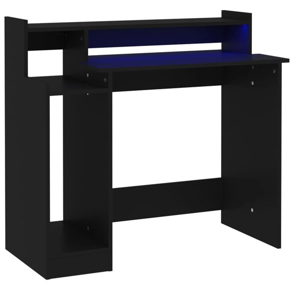 Desk with LED Lights Black 97x45x90 cm Engineered Wood