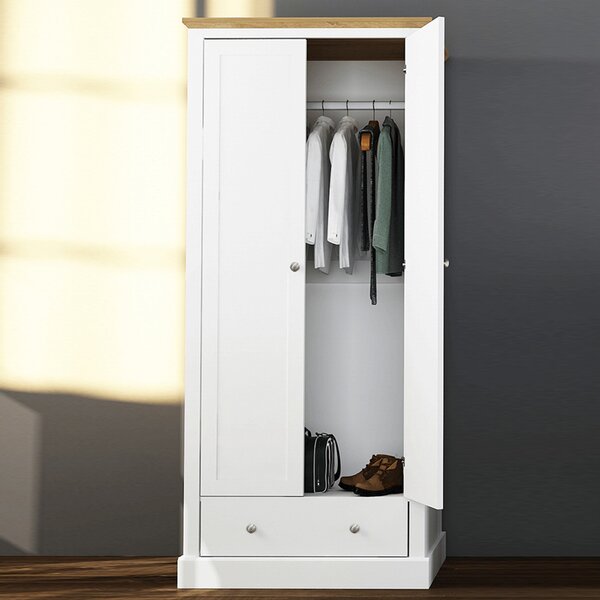 Devan Wooden Wardrobe With 2 Doors In White And Oak