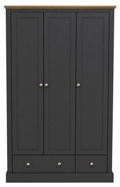 Devan Wooden Wardrobe With 3 Doors In Charcoal And Oak