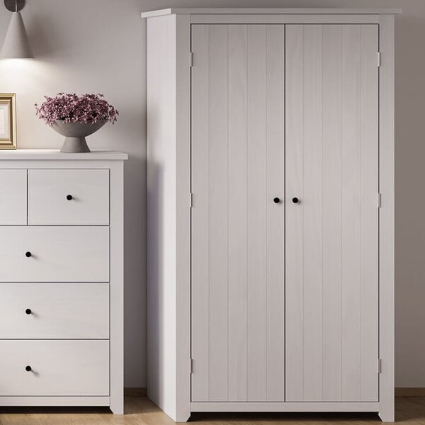 Hepworth Wooden Wardrobe With 2 Doors In White