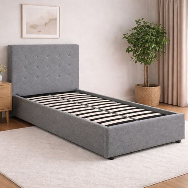 Lampe Fabric Single Bed In Soft Grey