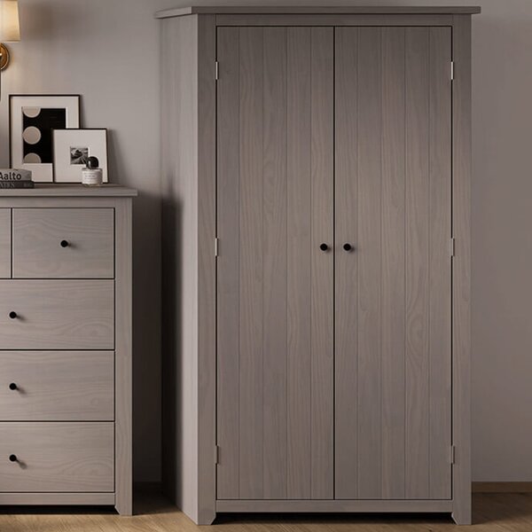 Hepworth Wooden Wardrobe With 2 Doors In Grey Wash