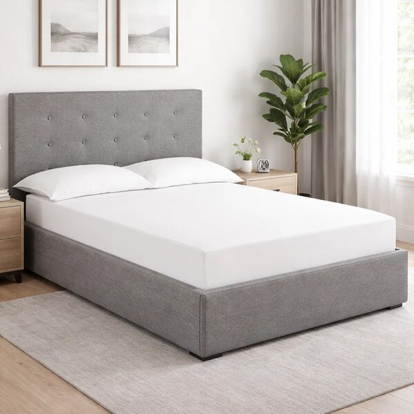 Lampe Fabric Ottoman Storage Small Double Bed In Soft Grey
