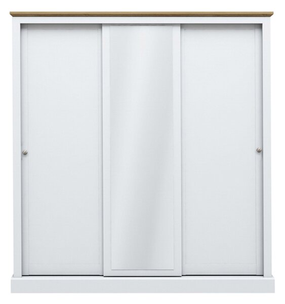 Devan Wooden Wardrobe With 3 Sliding Doors In White And Oak