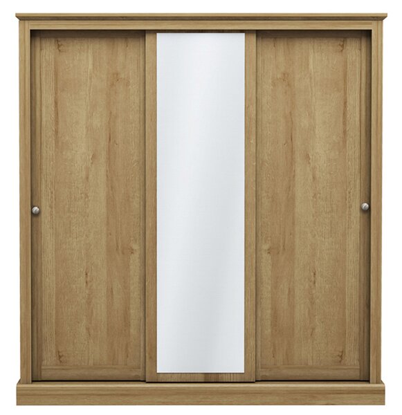 Devan Wooden Wardrobe With 3 Sliding Doors In Oak