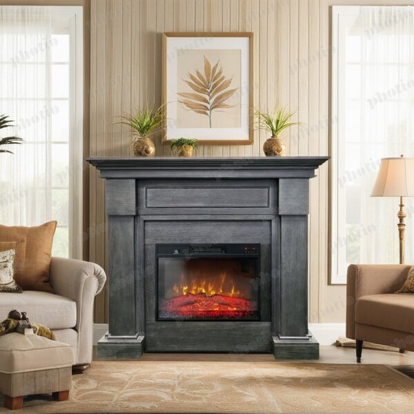 Free Standing Electric Fires ElectricSun MONTENEGRO Gray, with Sound Effect, 3 Colour, with APP, W127xH107cm