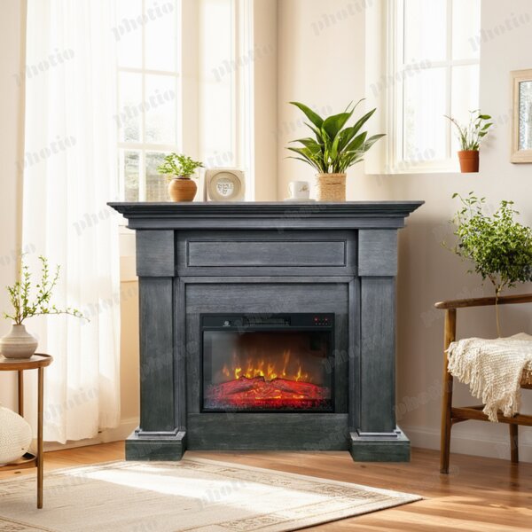 Free Standing Electric Fires ElectricSun MONTENEGRO Gray, with Sound Effect, 3 Colour, with APP, W127xH107cm