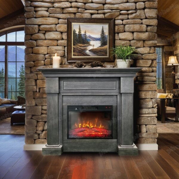 Free Standing Electric Fires ElectricSun MONTENEGRO Gray, with Sound Effect, 3 Colour, with APP, W127xH107cm