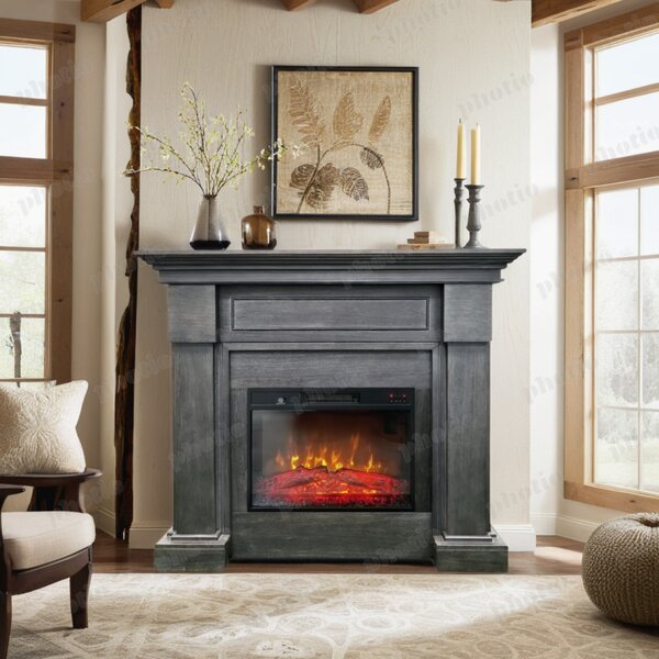 Free Standing Electric Fires ElectricSun MONTENEGRO Gray, with Sound Effect, 3 Colour, with APP, W127xH107cm
