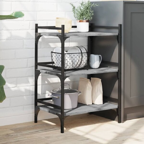 Coeburn Wooden Kitchen Trolley With 3 Shelves In Grey Sonoma