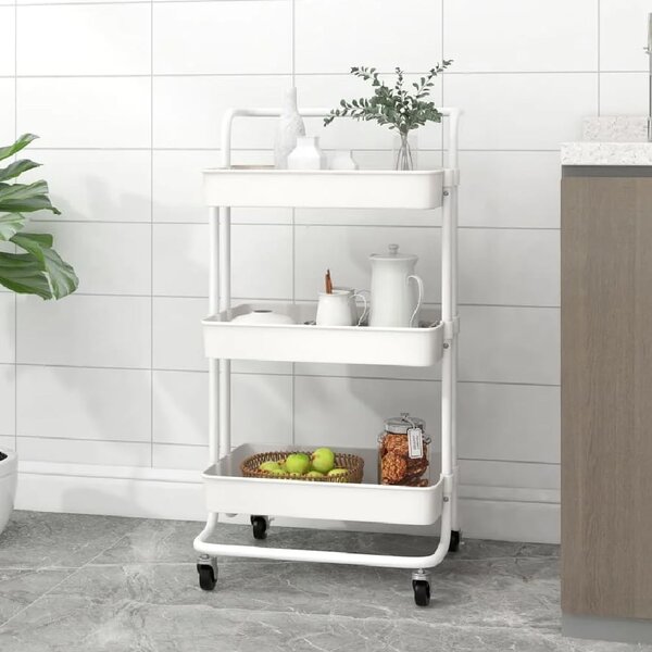Cincinnati ABS Plastic 3 Tier Kitchen Trolley In White