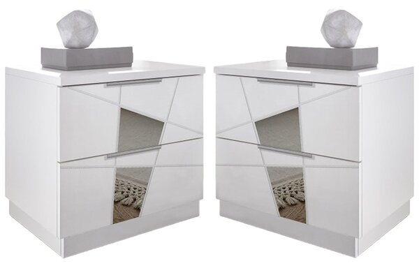 Victoria Matt White Wooden Bedside Cabinets In Pair