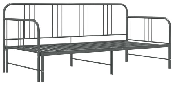 Pull-out Sofa Bed Frame without Mattress Grey Metal 90x200 cm