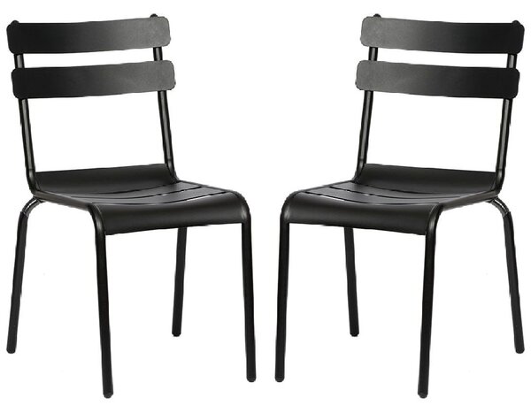 Amarillo Black Aluminium Outdoor Side Chairs In Pair