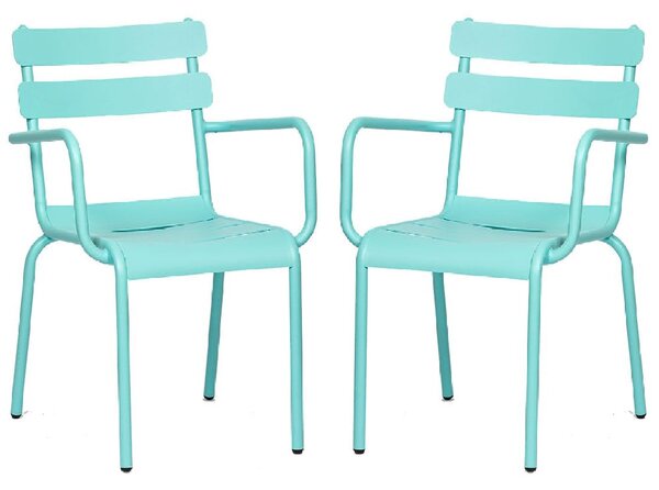 Amarillo Blue Aluminium Outdoor Arm Chairs In Pair