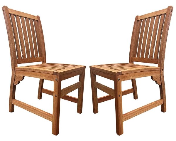 Marfa Natural Wooden Outdoor Side Chairs In Pair
