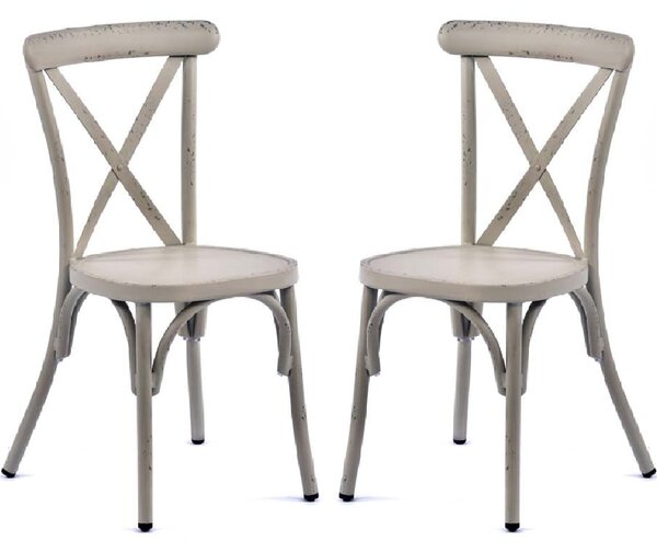 Cayuga Vintage White Aluminium Outdoor Side Chairs In Pair