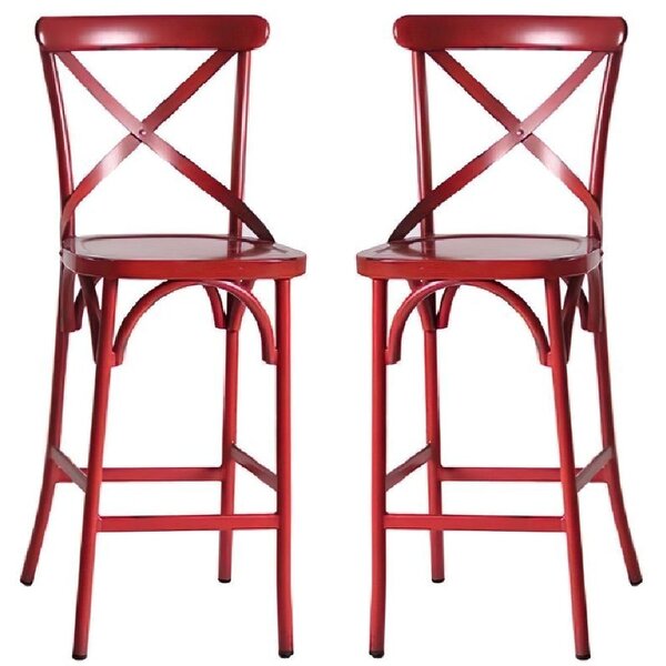 Cayuga Vintage Red Aluminium Outdoor Bar Chairs In Pair