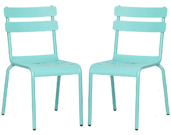 Amarillo Blue Aluminium Outdoor Side Chairs In Pair