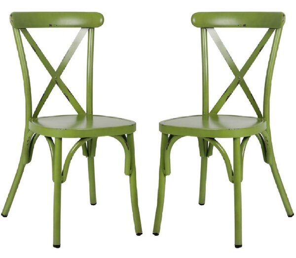 Cayuga Vintage Green Aluminium Outdoor Side Chairs In Pair