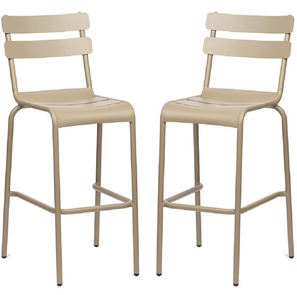Amarillo Taupe Aluminium Outdoor Bar Chairs In Pair