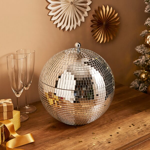 Large Disco Ball Ice Bucket Silver