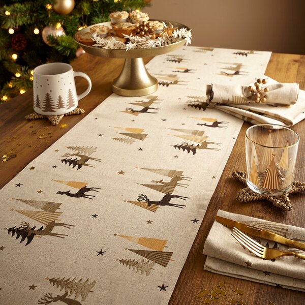 Winter Scene Table Runner Cream