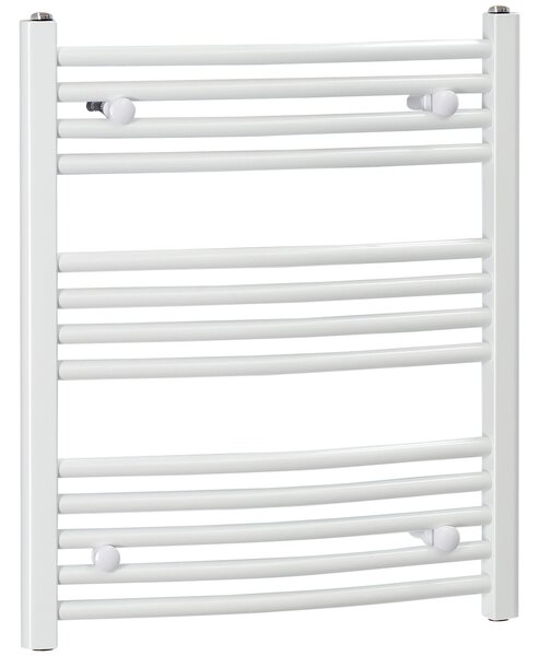 HOMCOM Straight Heated Towel Rail, Hydronic Bathroom Ladder Radiator Towel Warmer For Central Heating 600mm x 700mm, White