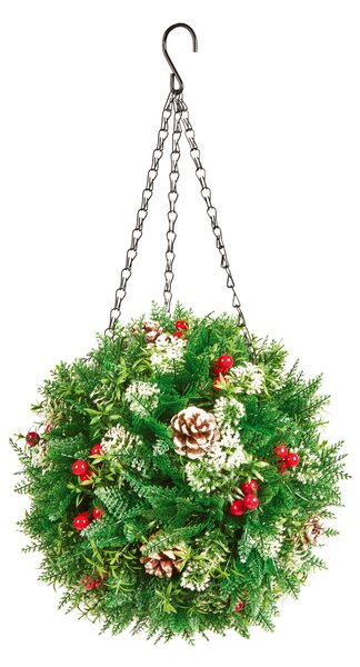 Hanging Pinecones, Berries & Heather Topiary Ball green