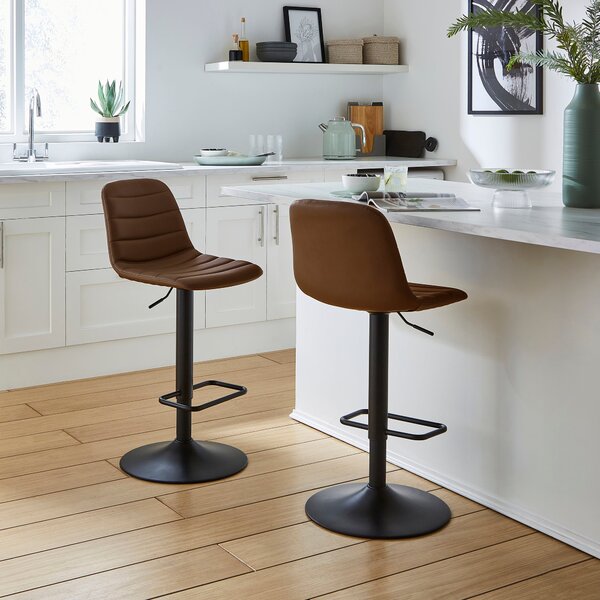 Ralph Adjustable Height Bar Stool, Faux Leather