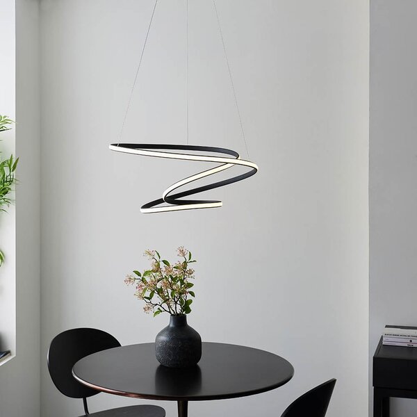 Danville LED Textured Black Ceiling Pendant Light In White