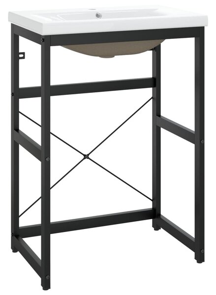 Bathroom Washbasin Frame with Built-in Basin Black Iron