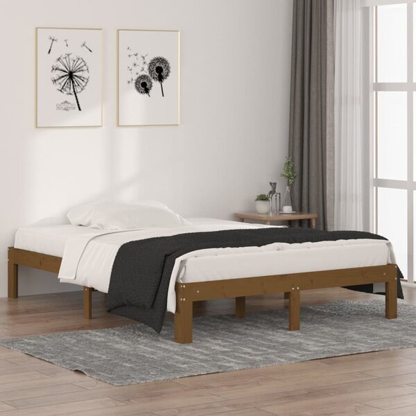 Bed Frame Honey Brown Solid Wood 140x200 cm 4FT6 Double