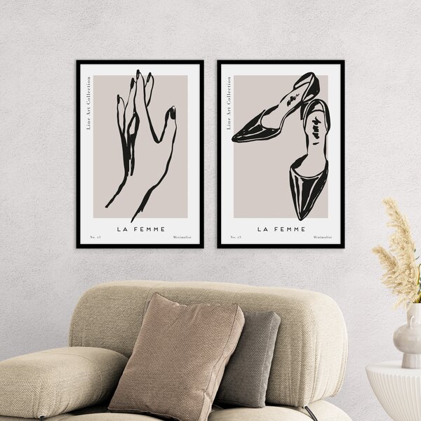 Set of 2 La Femme Framed Prints Black and White