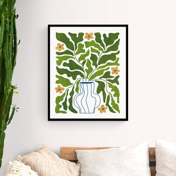 Contemporary Vase I Framed Print Green/Blue