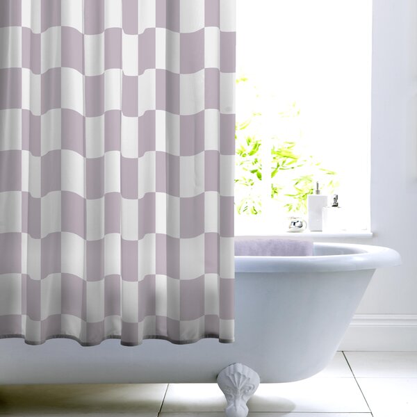 Checkerboard Shower Curtain Purple/White