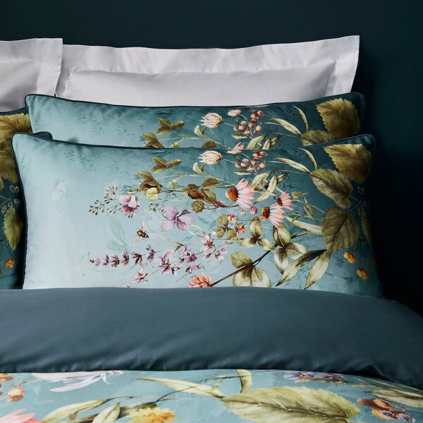Dorma Meadow Breeze Blue Standard Pillowcase Pair Blue/Green/Brown