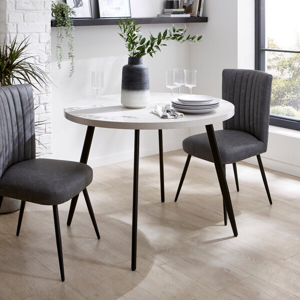 Zuri Round Dining Table, 100cm Concrete Effect Grey