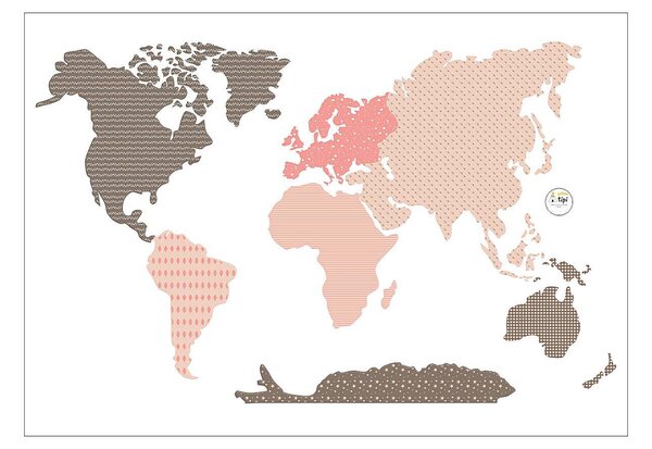 World Map pink sticker