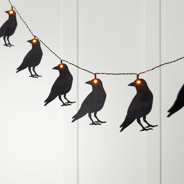 10 Wooden Crow Battery Fairy Lights