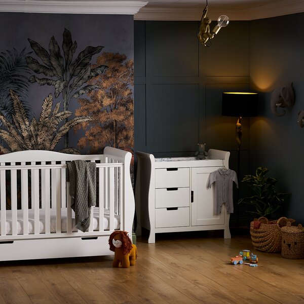 OBaby Stamford Luxe 2 Piece Nursery Room Set, Painted Pine White